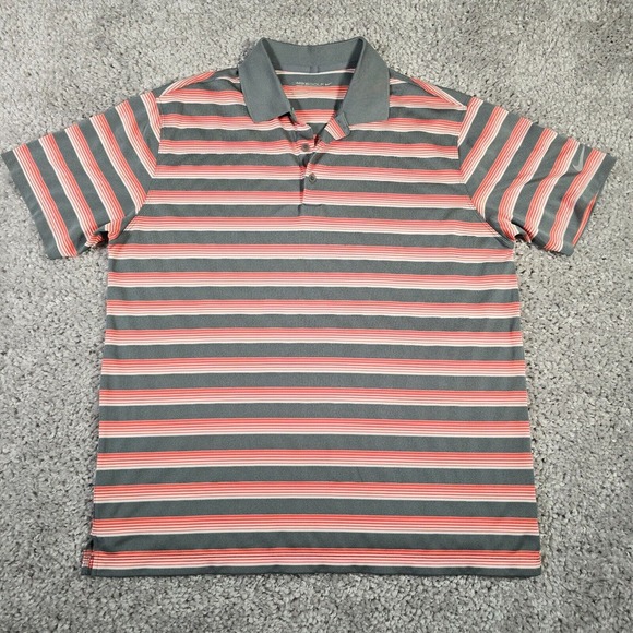 Nike Golf Men Dri Fit Striped Polo Shirt Size Large Performance Athletic Weekend - Picture 1 of 11